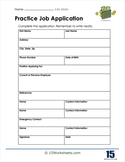 Life Skills Worksheets for Personal Growth and Development