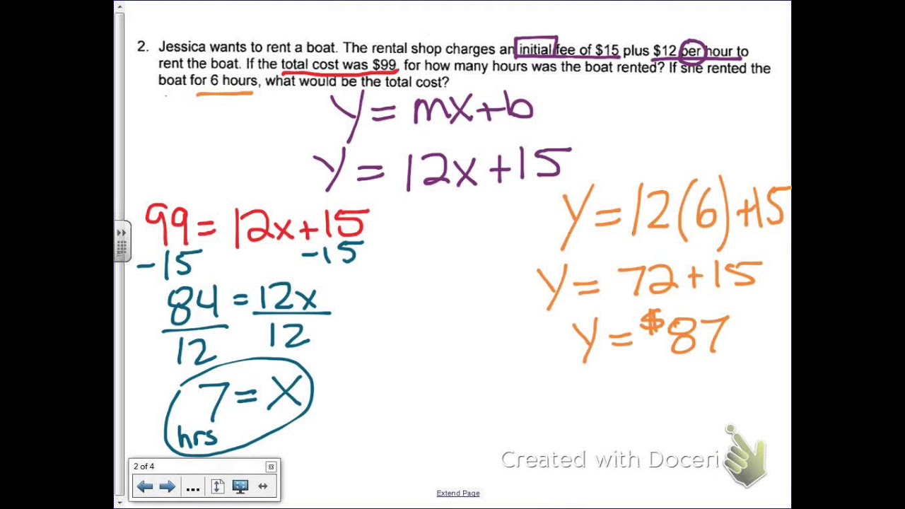 Linear Equation Examples Word Problems