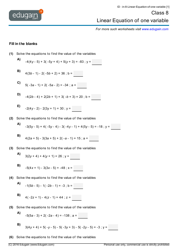 Linear Equation In One Variable