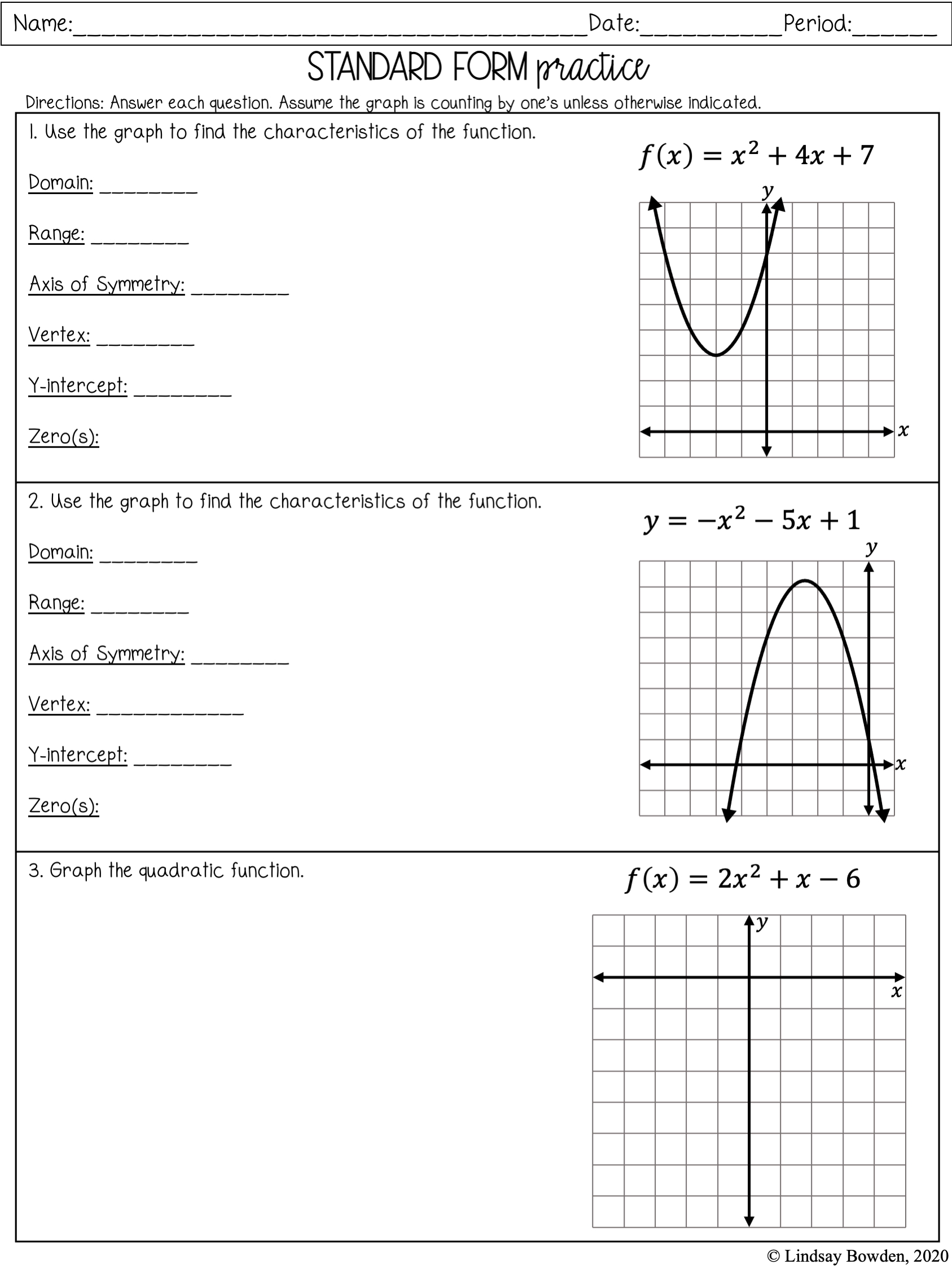 Linear Function Graph Worksheet