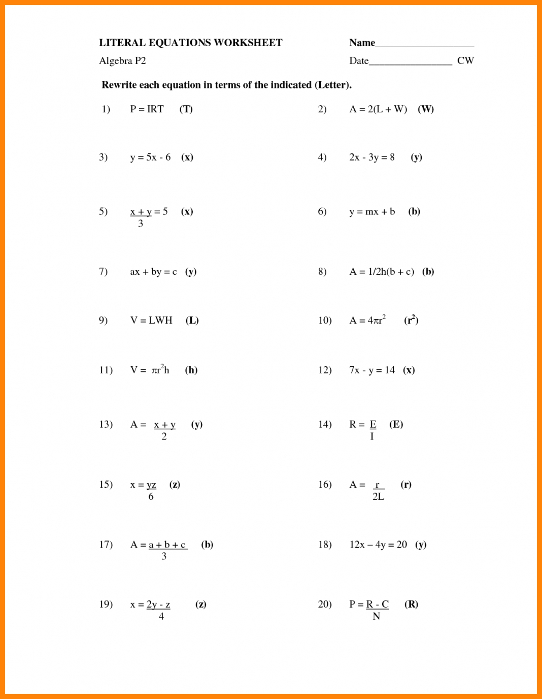 5 Ways to Solve Literal Equations with Ease