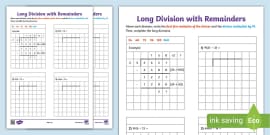 Long Division No Remainders Long Division Practice Sheets