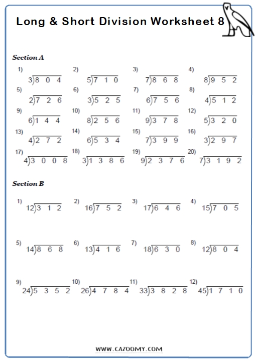 Long Division Practice Worksheets With Answers Long Division Worksheets