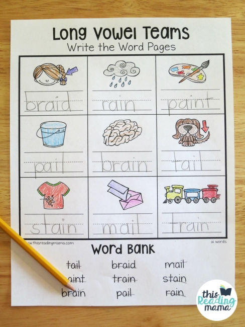 Long Vowel Teams Worksheets Write The Word Pages This Reading Mama