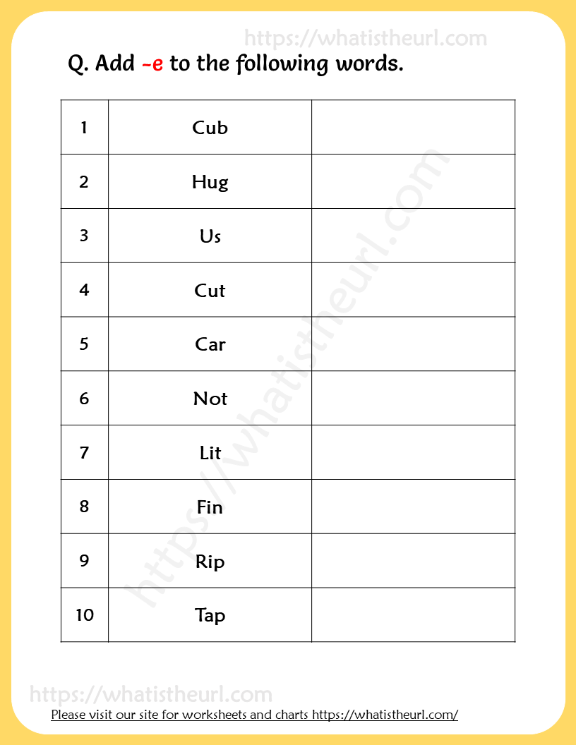 Magic E Worksheets Grade 1