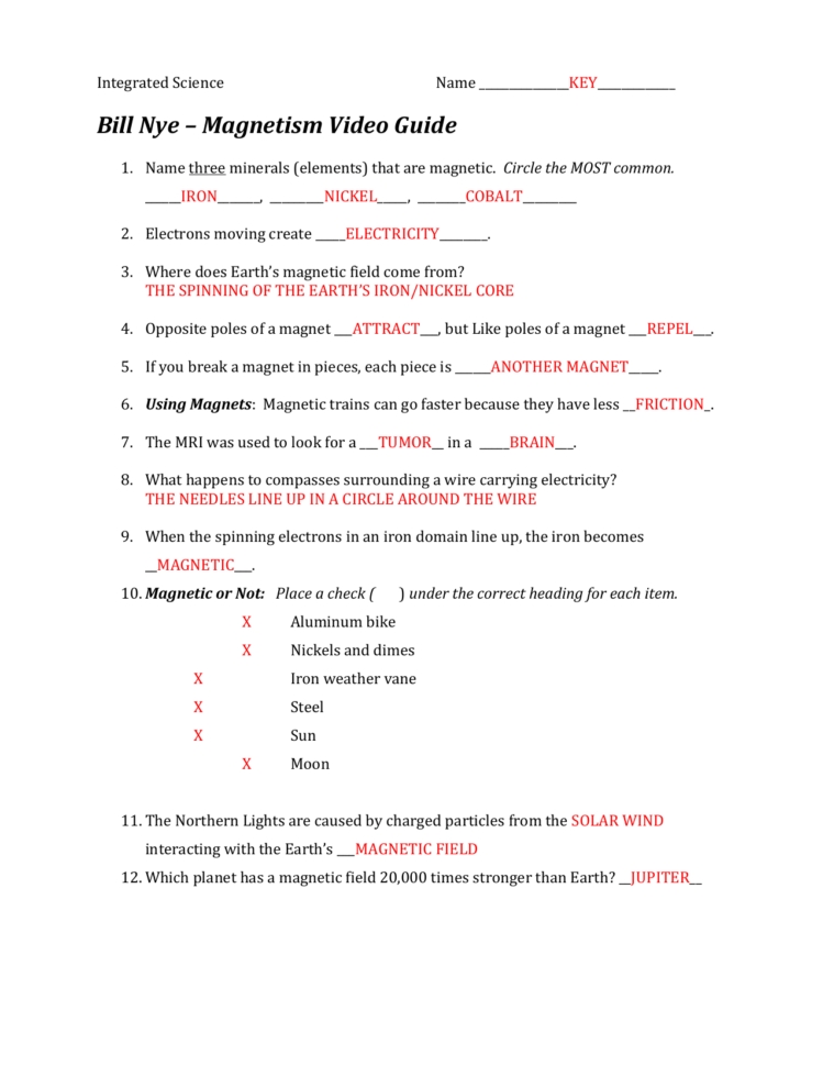 Magnetism Worksheet Answer Key Made Easy