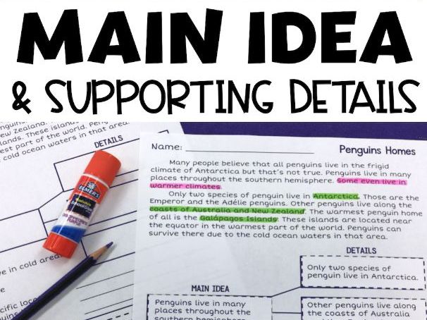 Main Idea Details Reading Comprehension Worksheets Teaching Resources