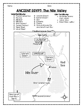 Ancient Egypt Map Worksheet for Kids