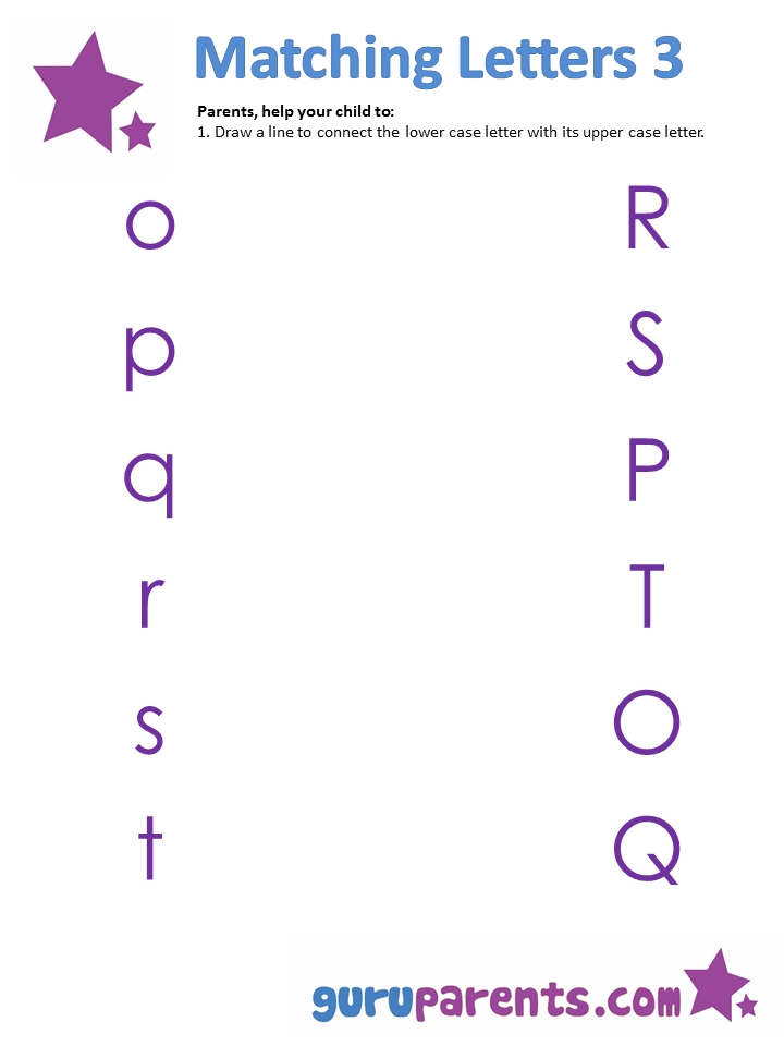 Matching Letters Worksheet for Kids and Preschoolers