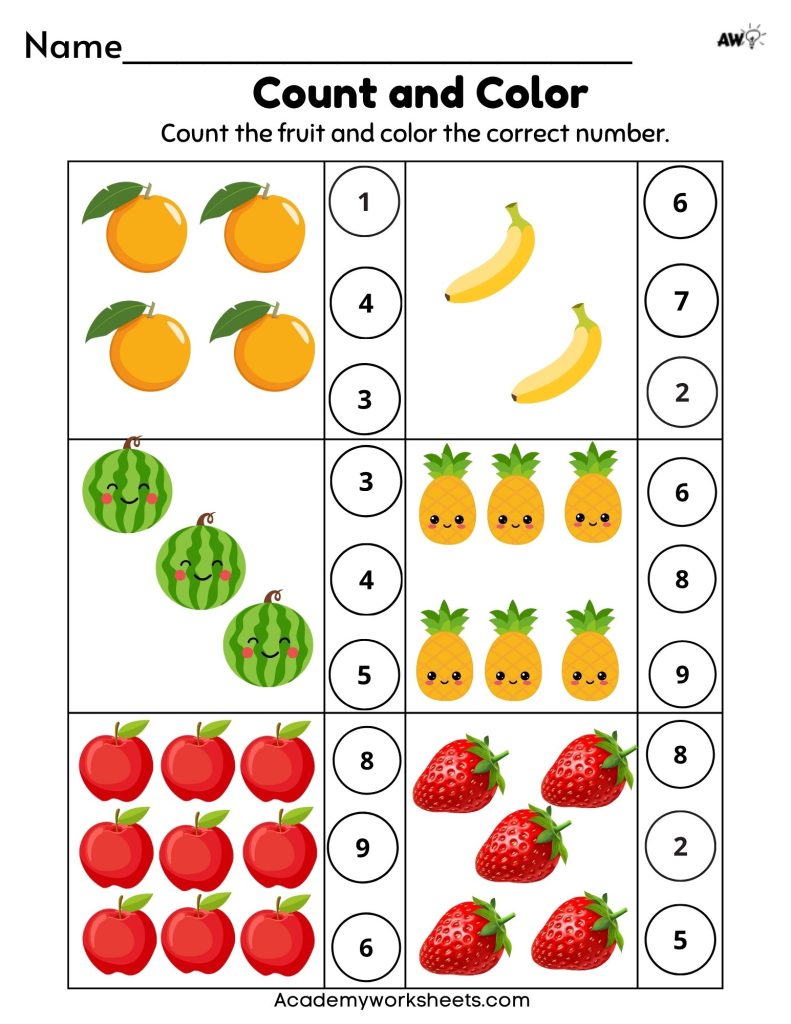 Matching Numbers Worksheets 1 10