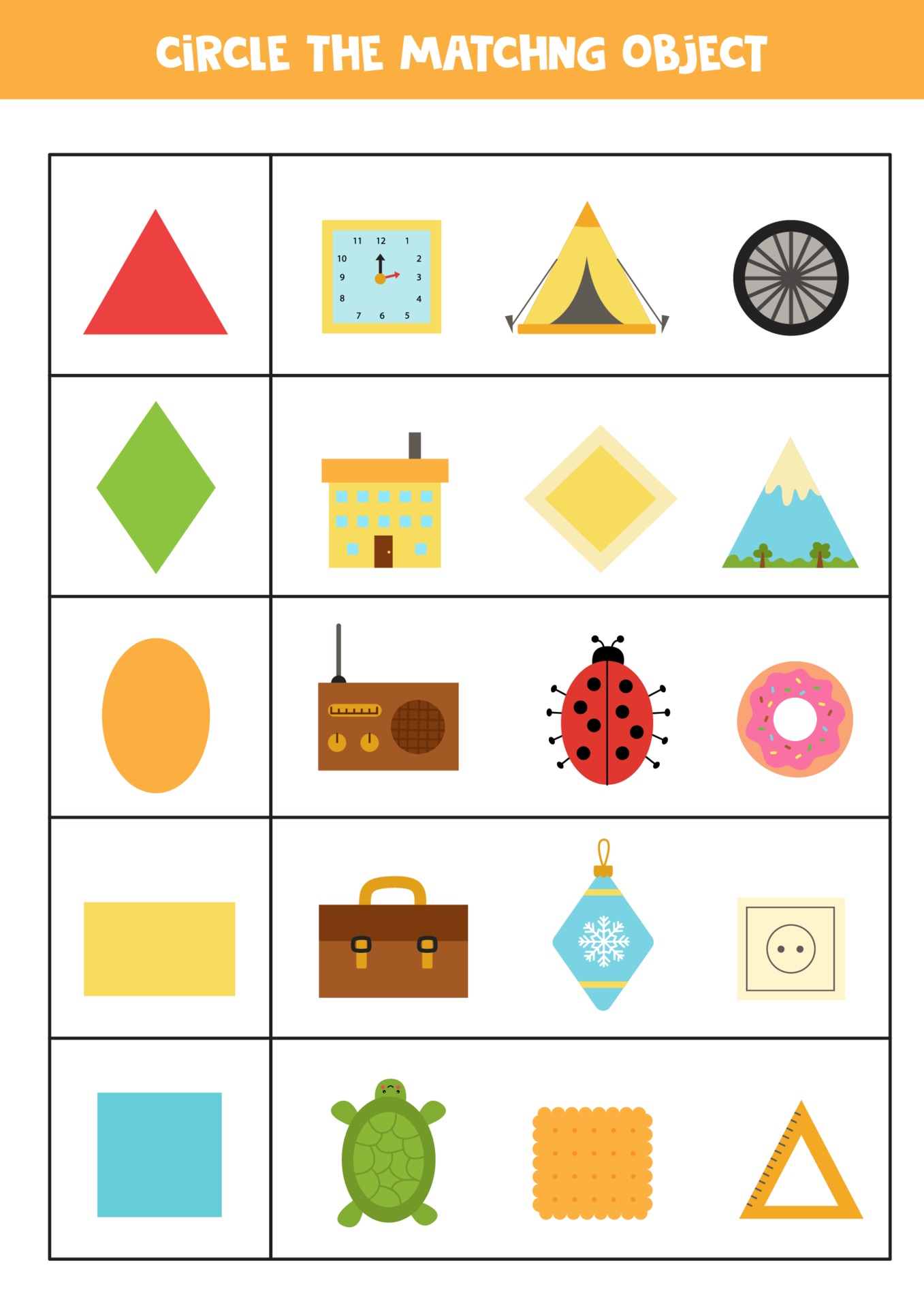 5 Fun Matching Shapes Worksheets for Kindergarten