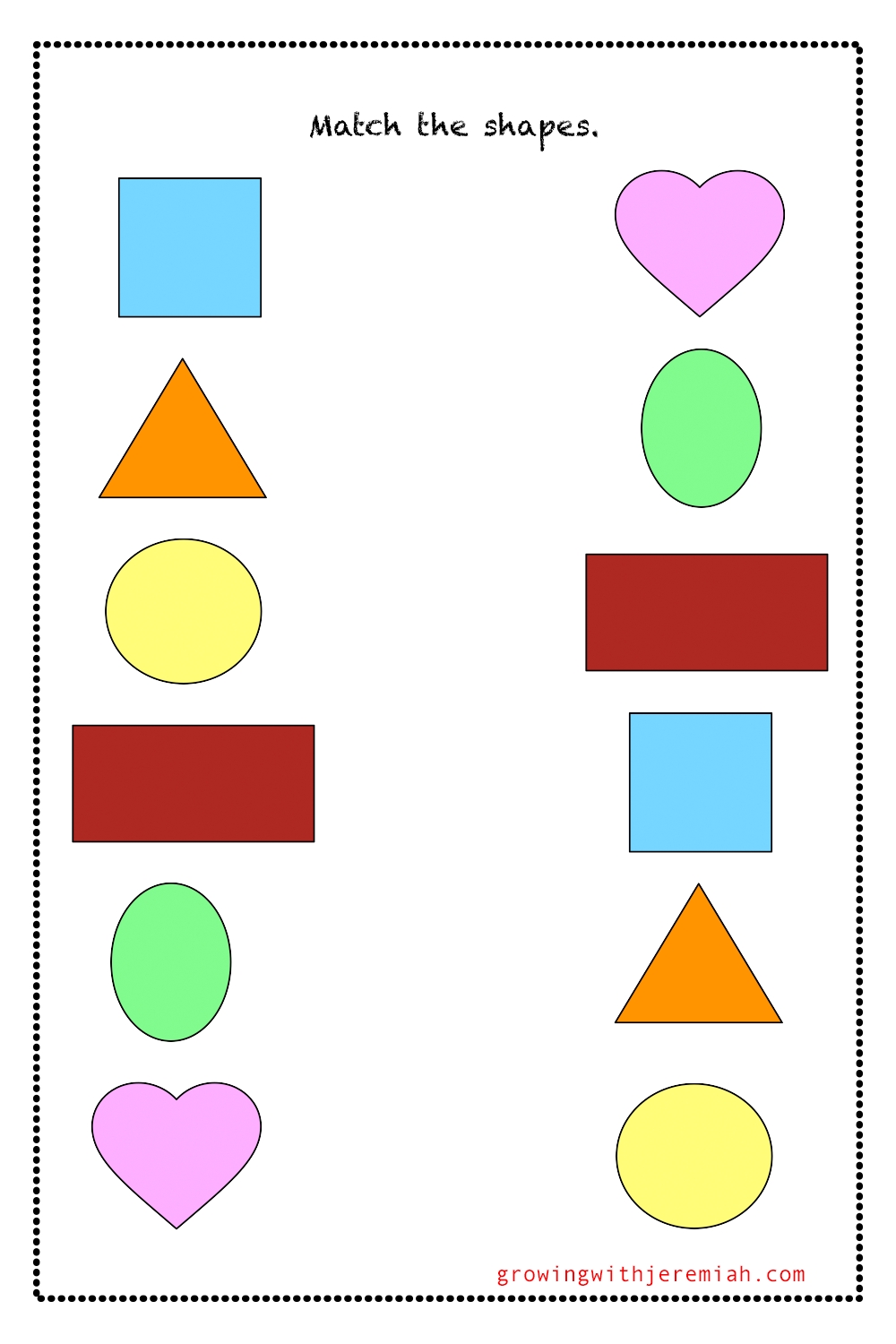 Matching Shapes Worksheets for Kids