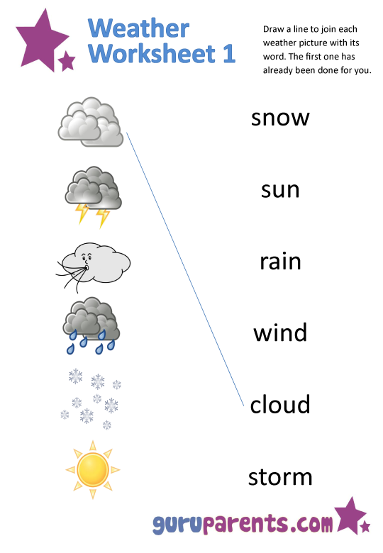 Matching Weather Worksheets For Kindergarten