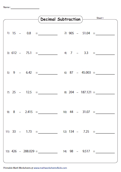 Math Made Easy Our Favorite Adding And Subtracting Decimals Worksheets