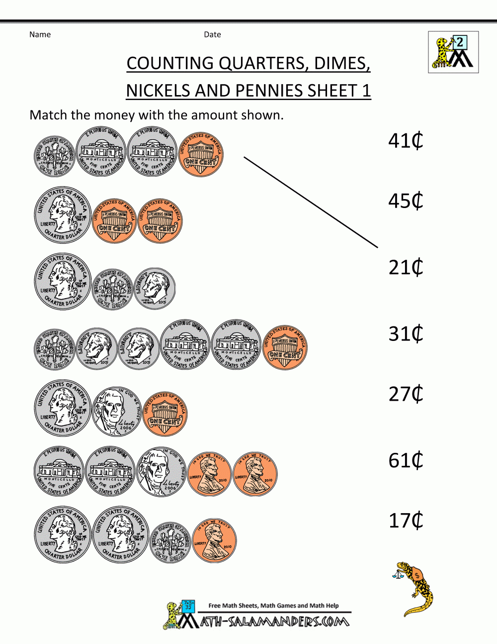 Free Math Money Worksheets for Kids