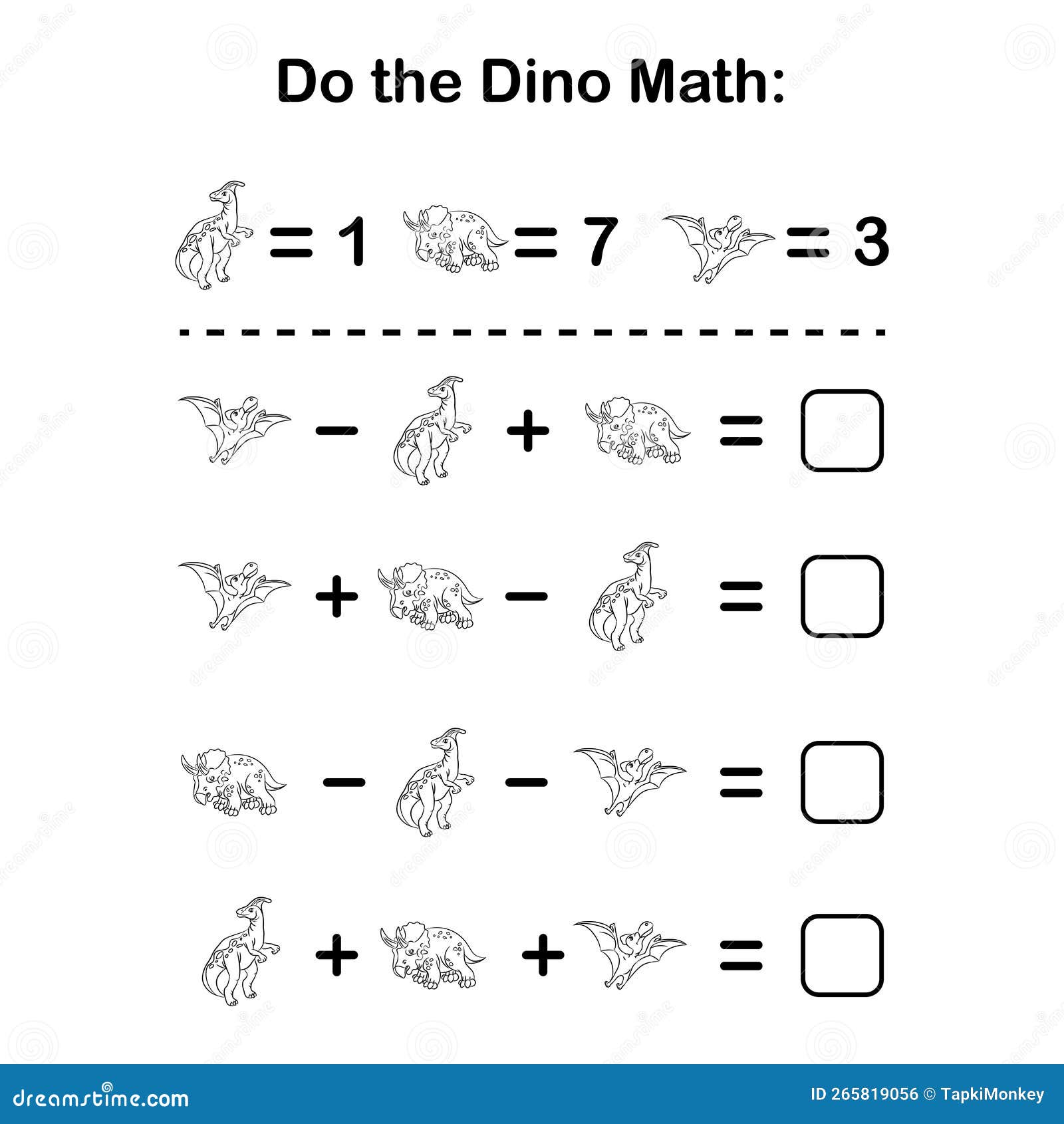 Math Puzzle For Kids Mathematics Educational Game For Children Learning Counting Dinosaur