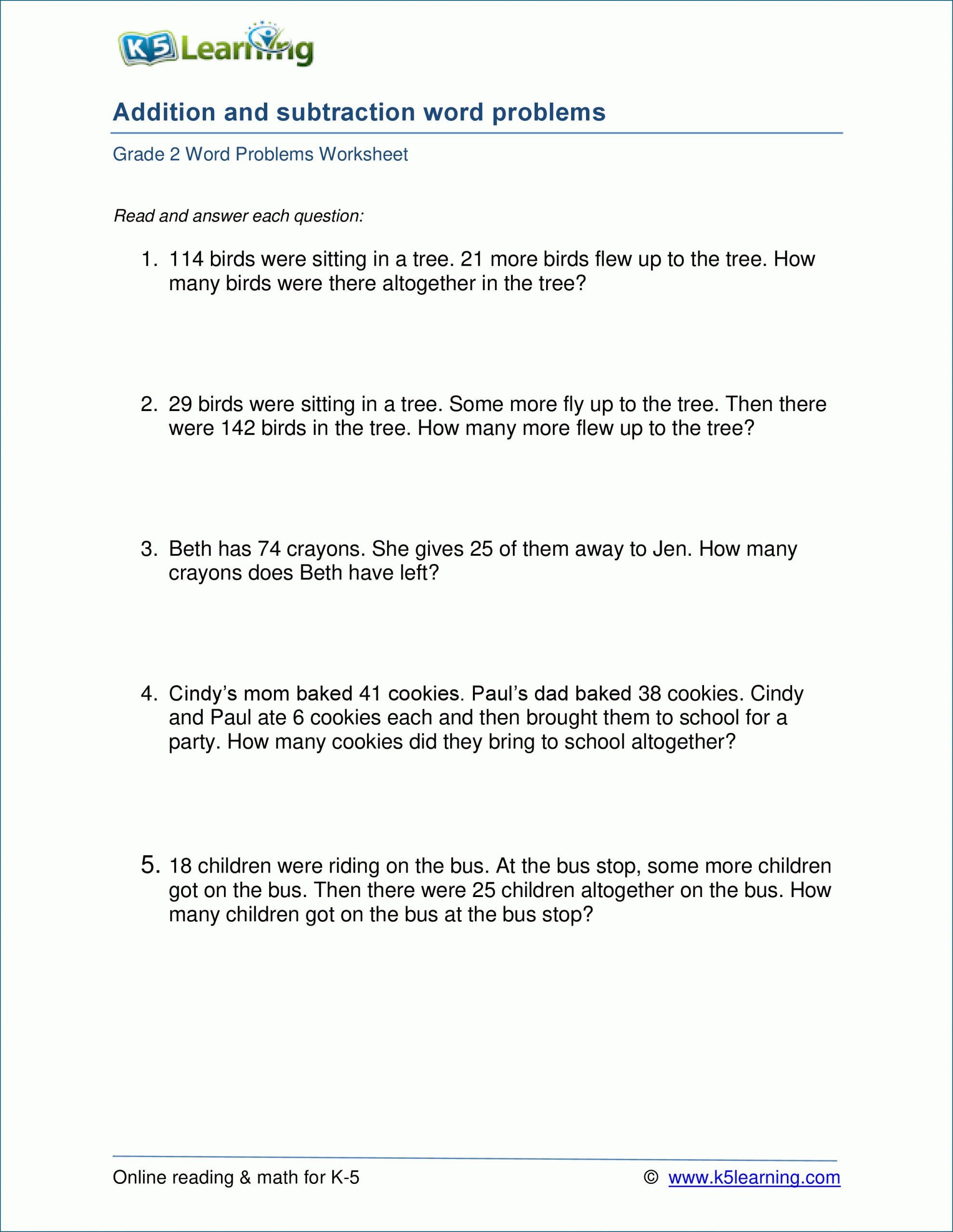 Math Word Problems Worksheet for Students