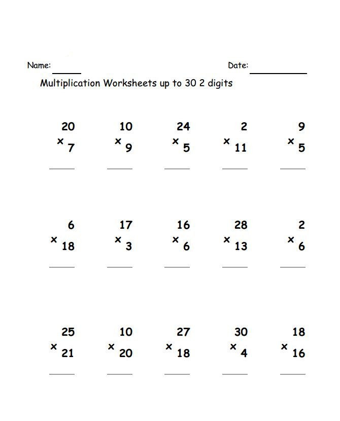 Math Worksheets For 3Rd Grade Multiplication