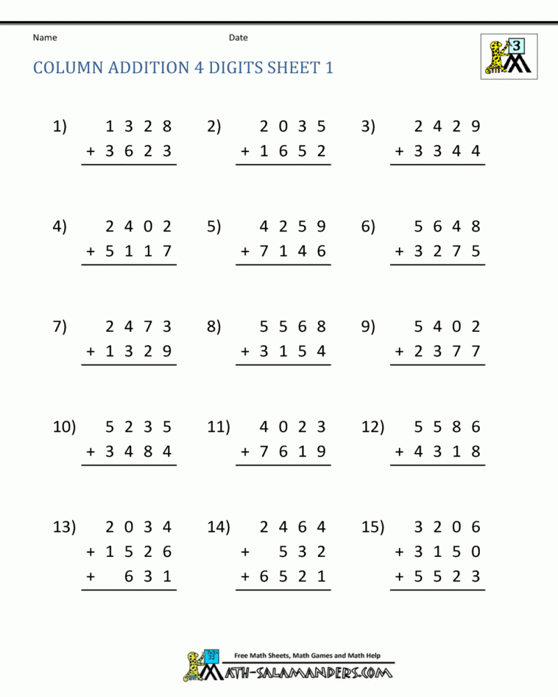 Fun Math Worksheets for 4th Graders to Practice and Learn