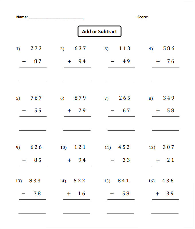 Kindergarten Addition and Subtraction Math Worksheets Fun