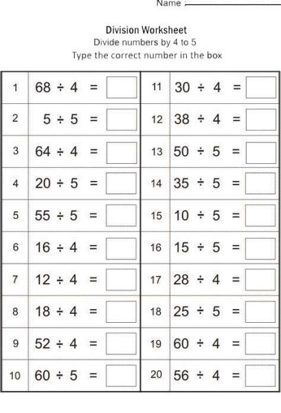 Multiplication and Division Math Worksheets for Kids