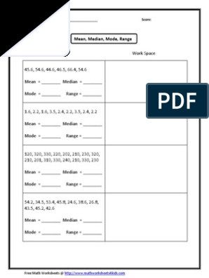 Mean Median Mode Range Worksheet Exercises and Answers