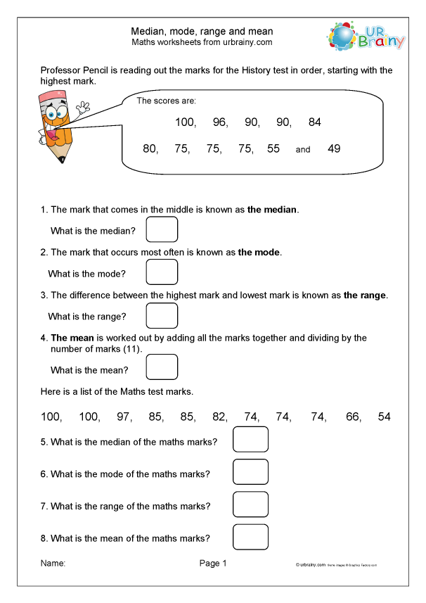 5 Essential Worksheets for Mean Mode Median Range