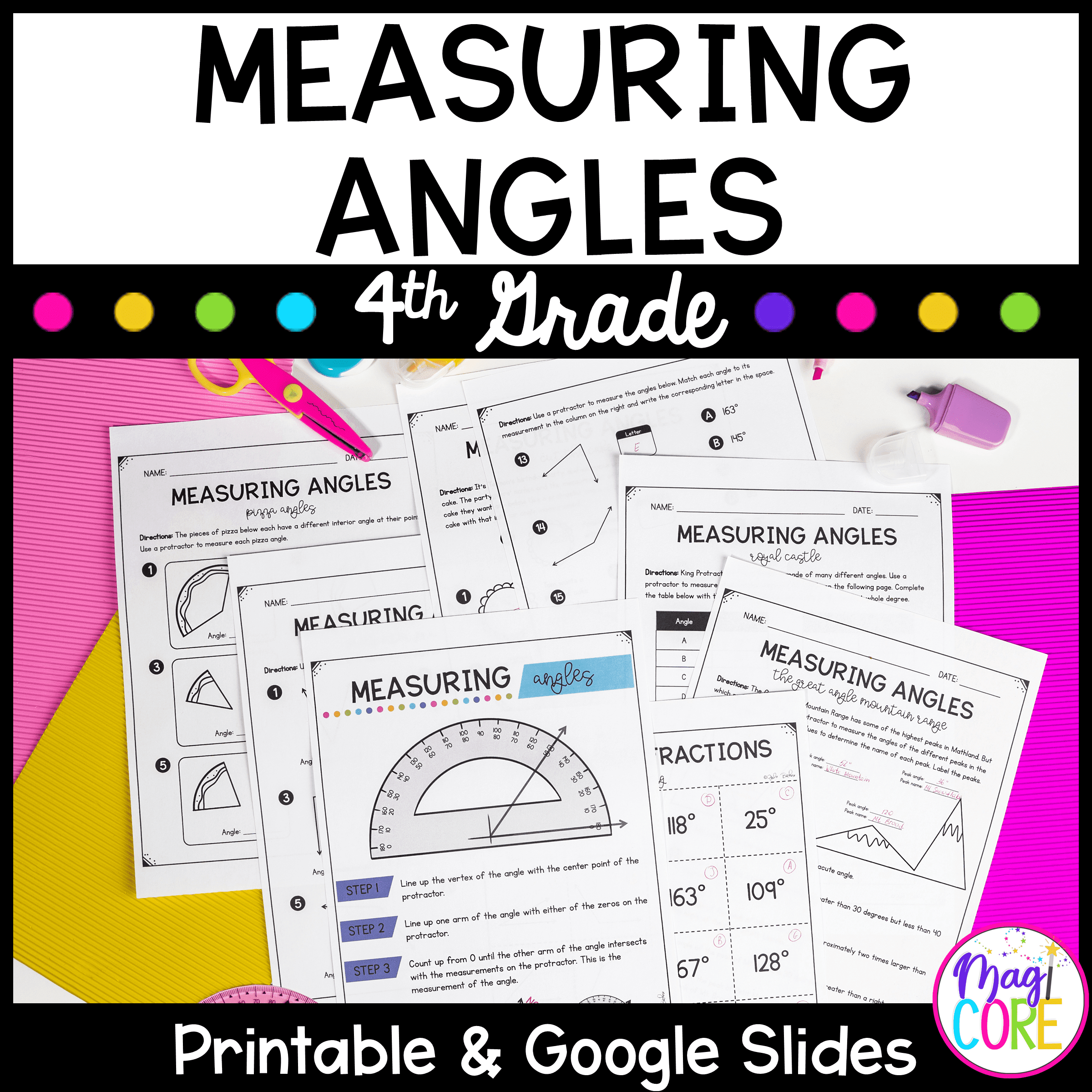 Measuring Angles Worksheet for 4th Grade Kids