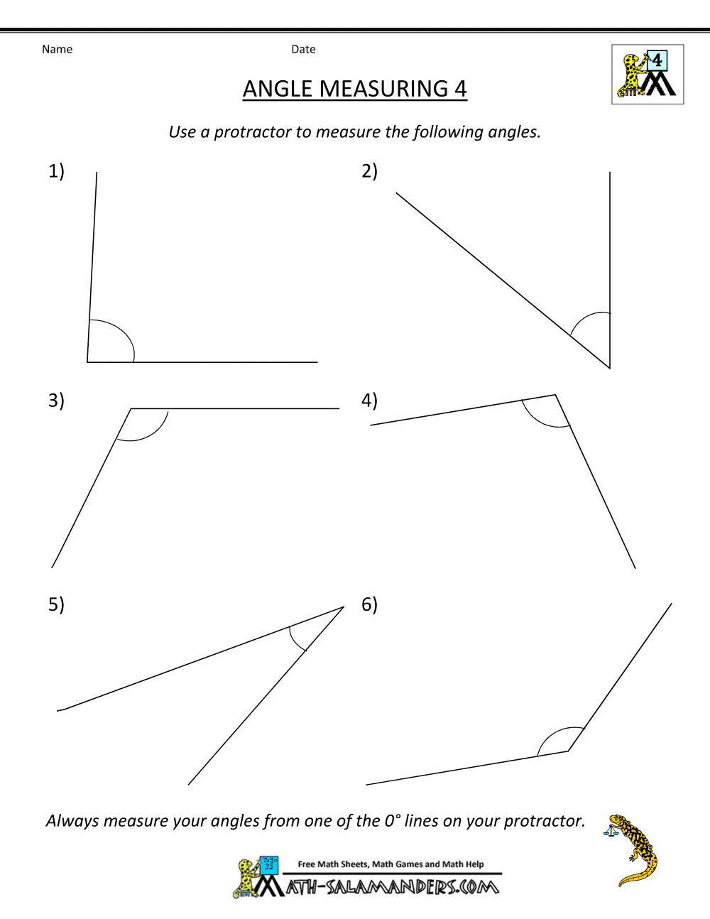 Measuring Angles Worksheet Pdf