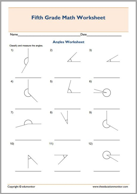 Measuring Angles Worksheet with Solutions