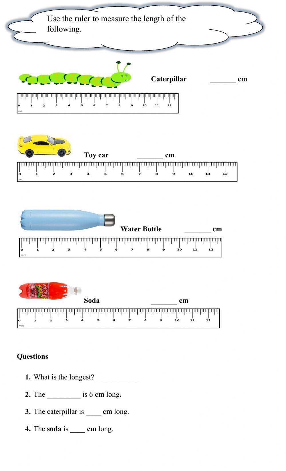 Measuring In Cm Worksheet Pdf