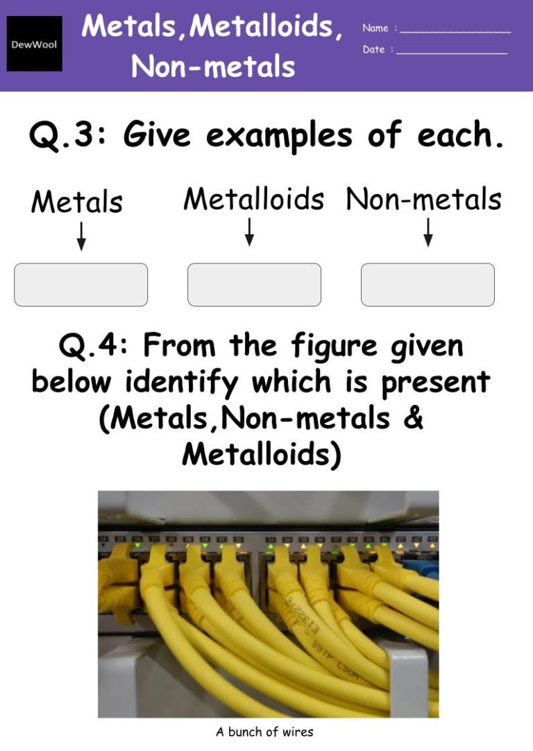 Metals Nonmetals and Metalloids Worksheet Answer Key