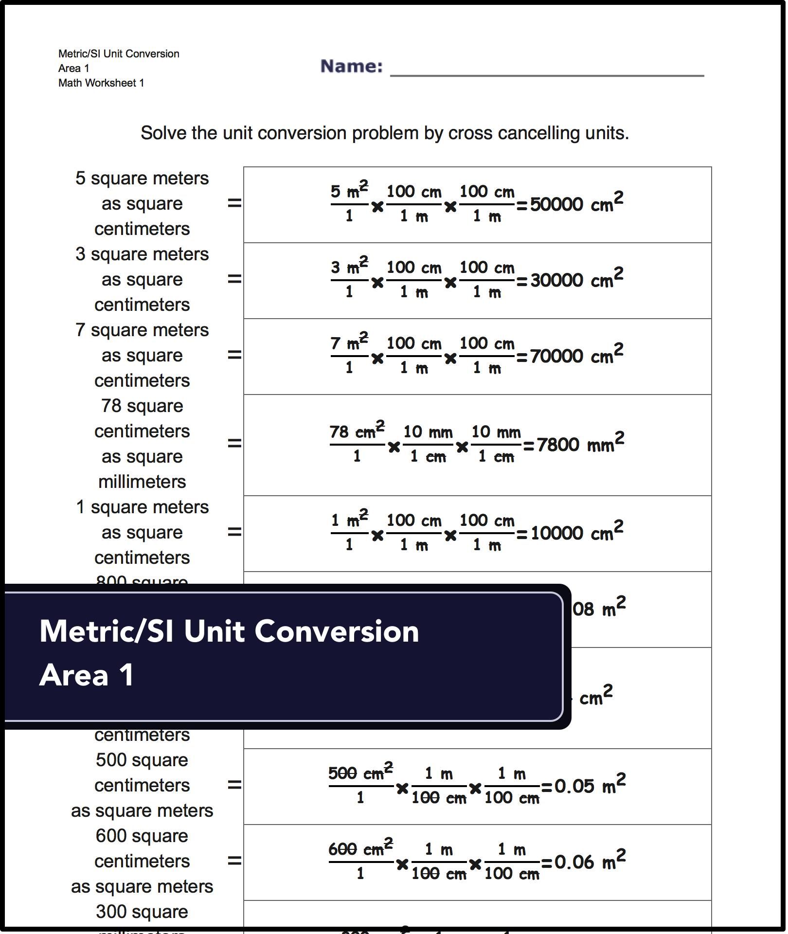 Metric Conversion Worksheets for Easy Math Practices