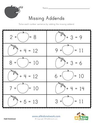 Missing Addends To 20 1 Worksheets