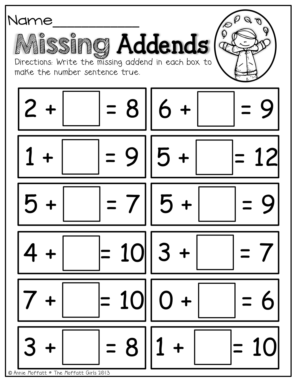 Missing Addends Worksheets Grade 1 Studying Worksheets