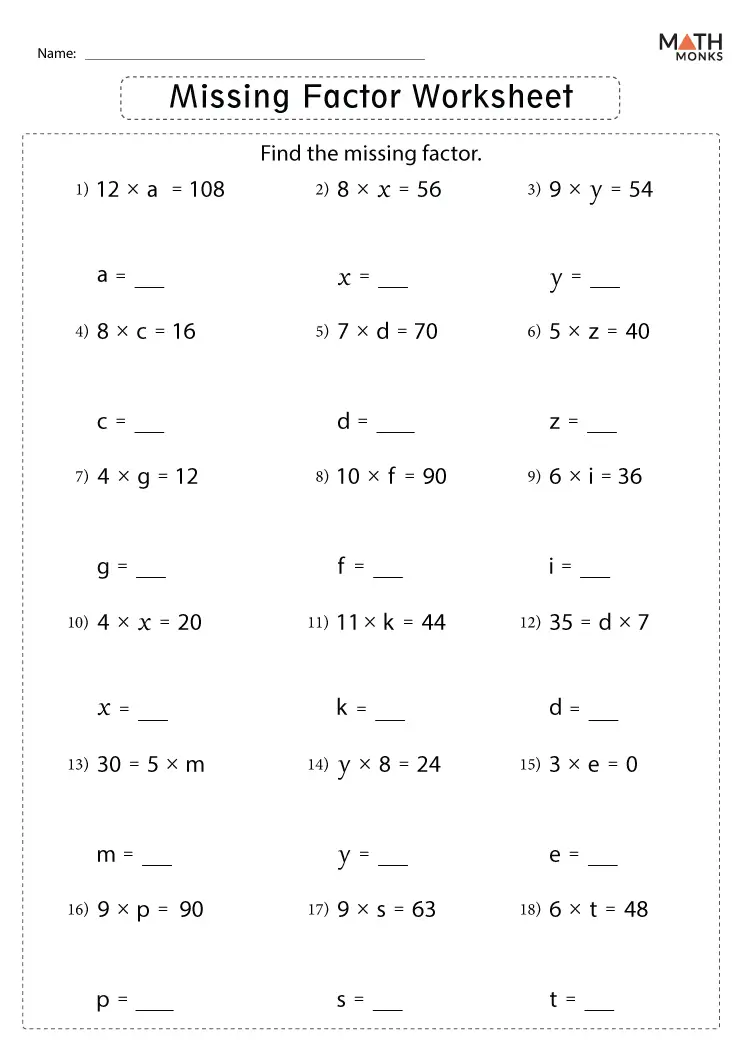 5 Ways to Solve Missing Factor Worksheets