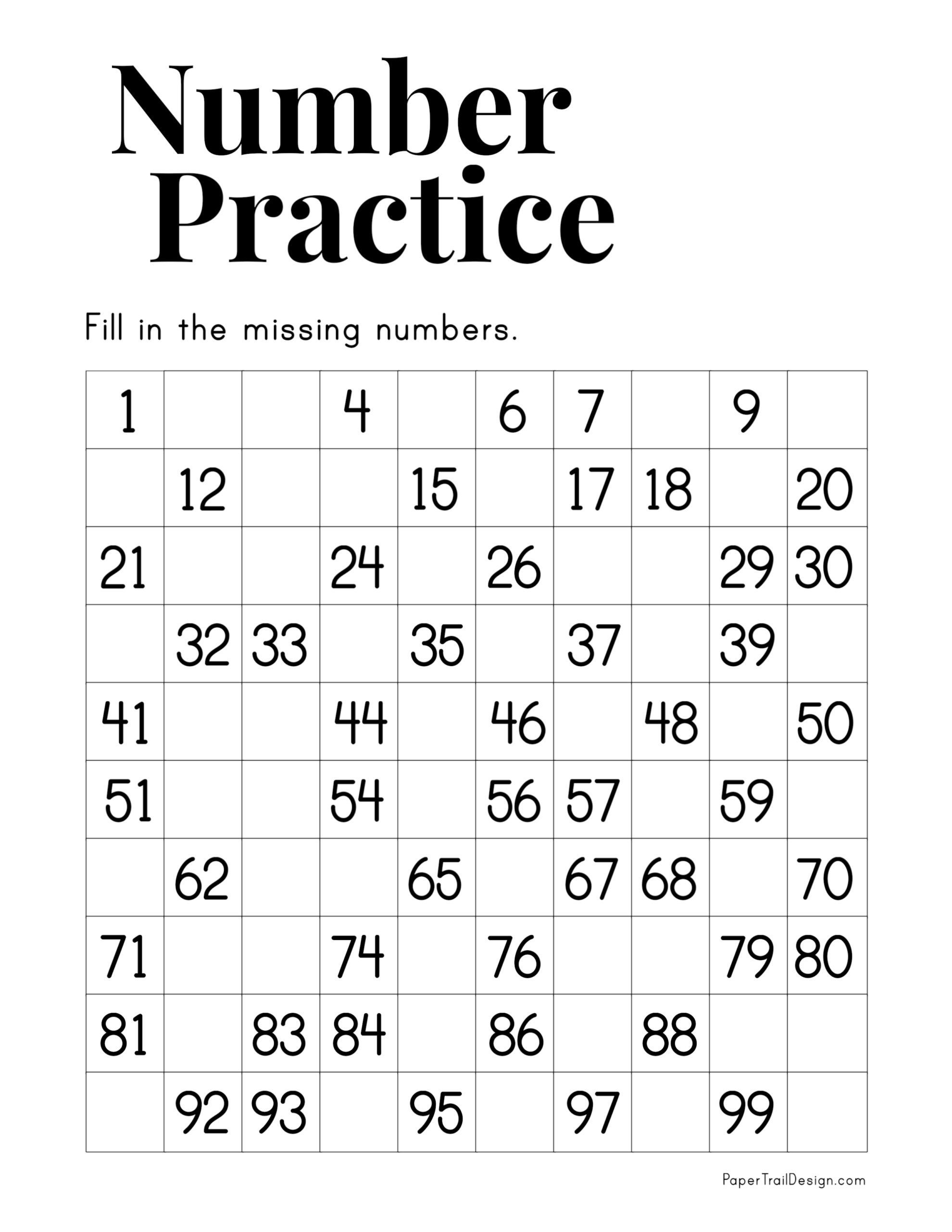 Missing Numbers Worksheet 1 1000