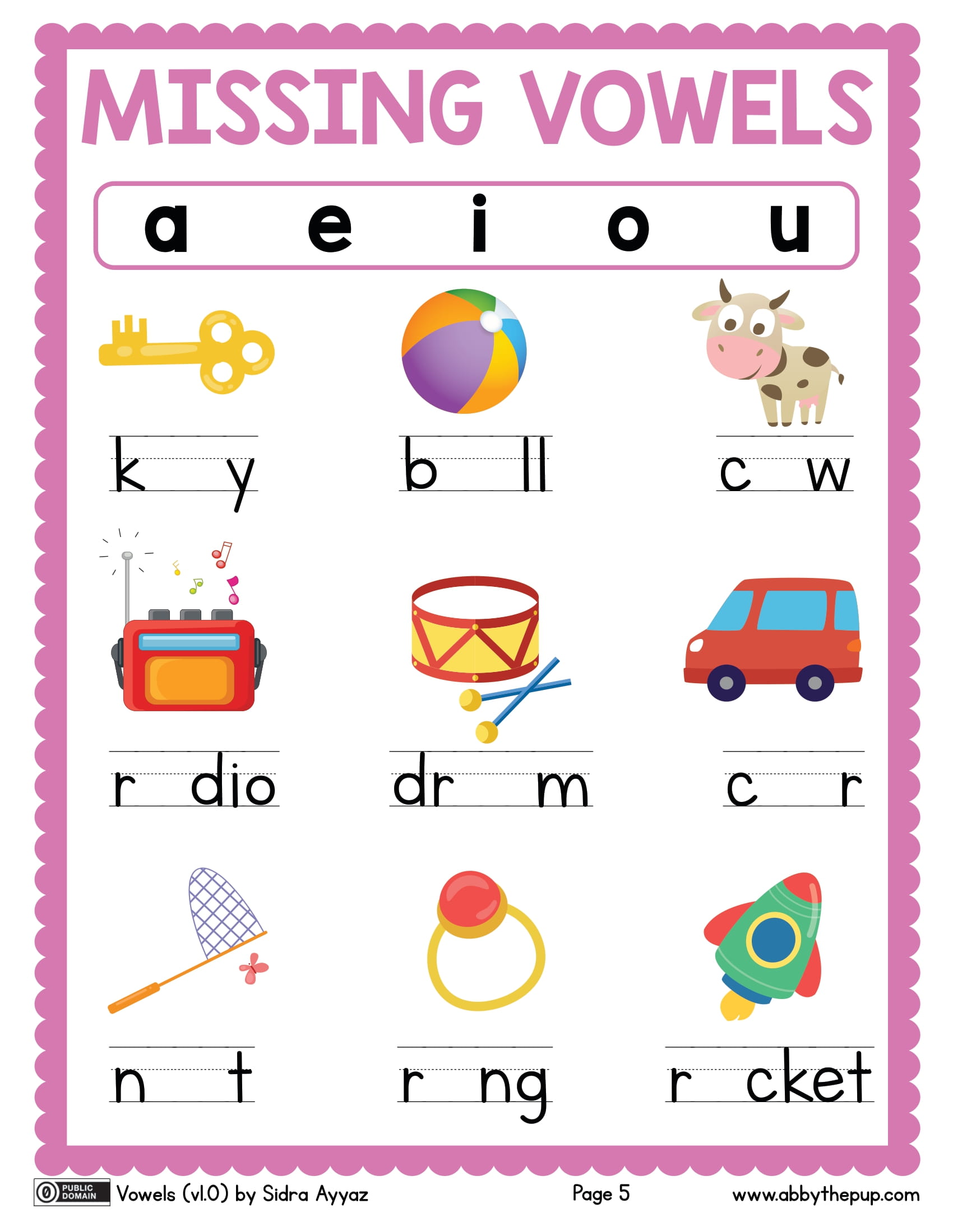 Missing Vowels Worksheet