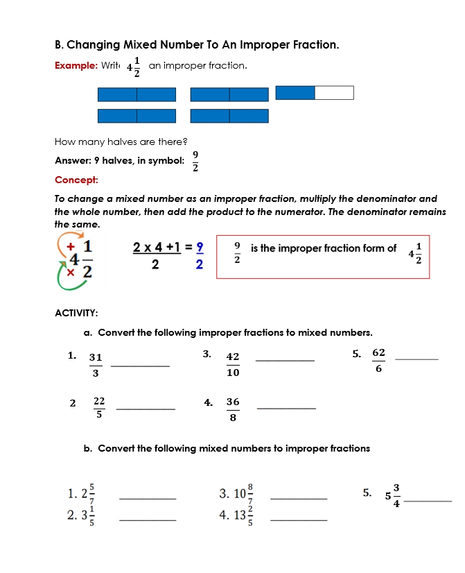 Mixed Numbers and Improper Fractions Made Easy