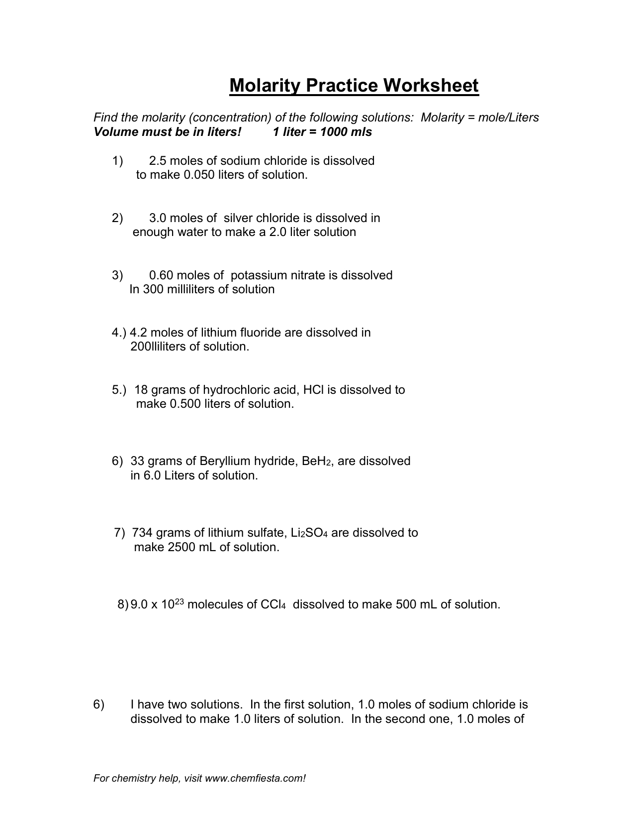 5 Easy Steps to Master Molarity Worksheet Answer Key