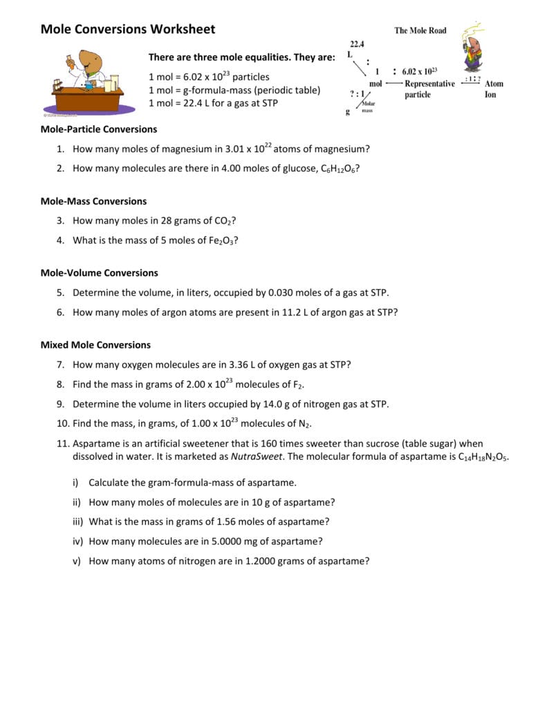 Mole Conversions Made Easy Worksheet