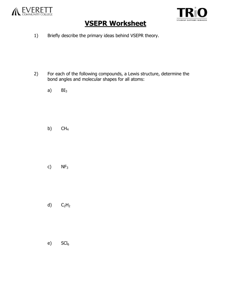 Molecular Geometry Practice Worksheet