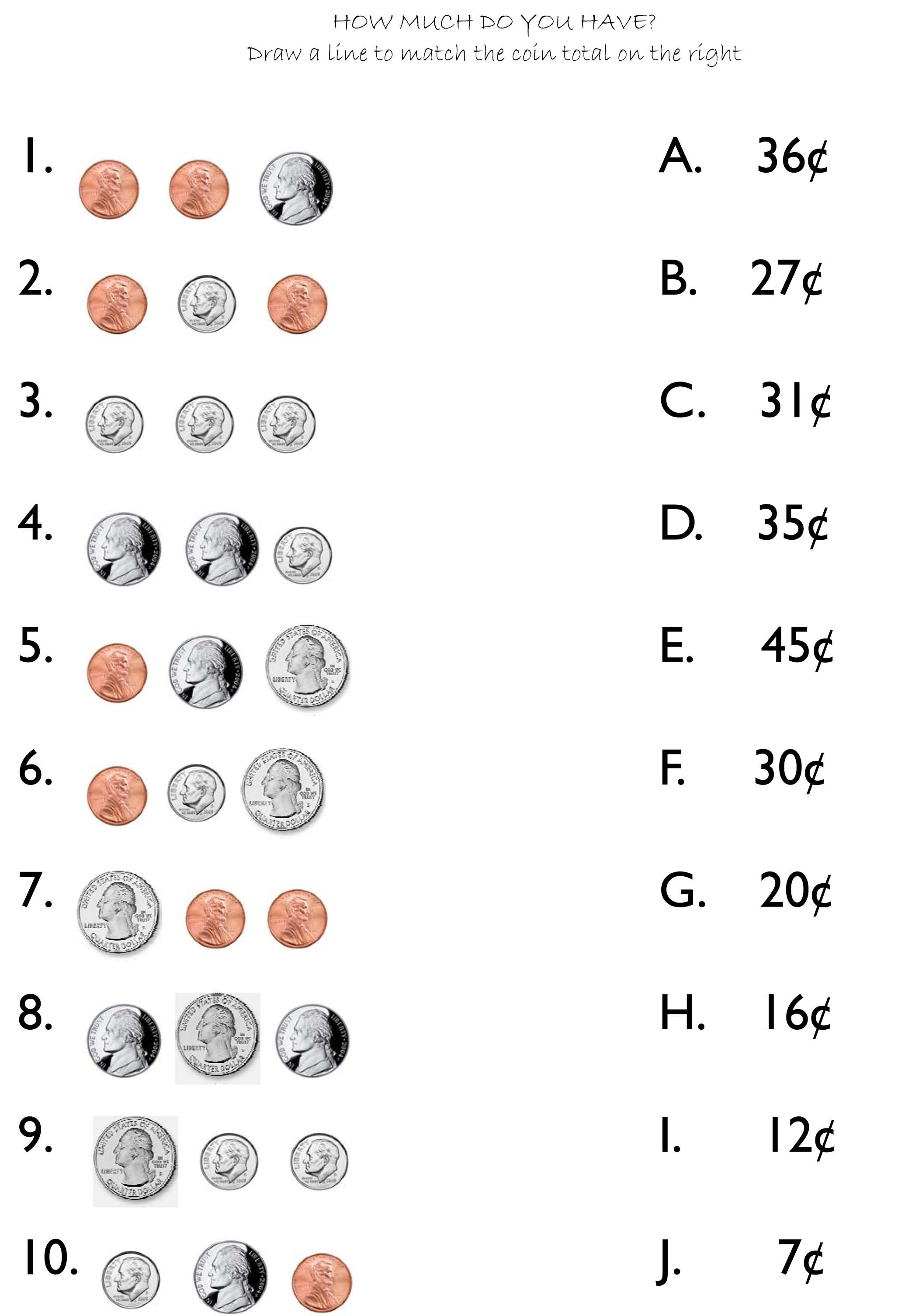 10 Free Money Counting Worksheets for Kids