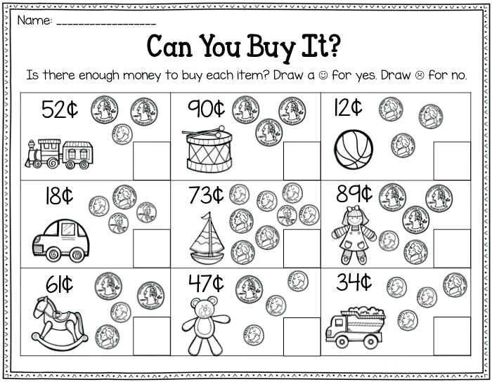 Fun Money Worksheet for 2nd Grade Students