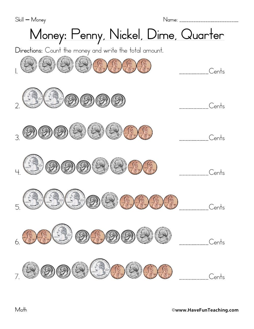 Money Worksheets Math Monks