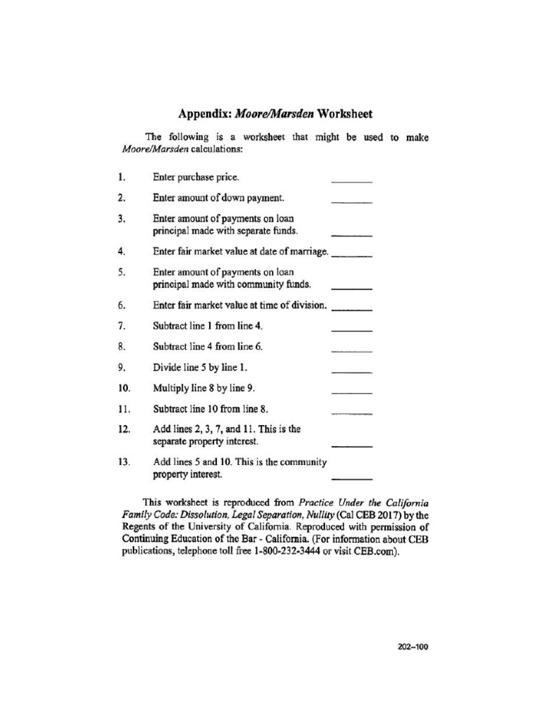 Moore Marsden Calculation Worksheet