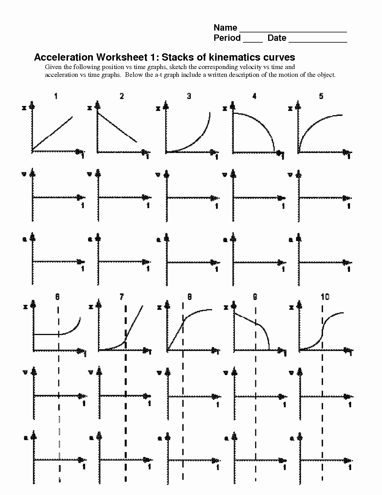 Motion Graphs Worksheet Answers