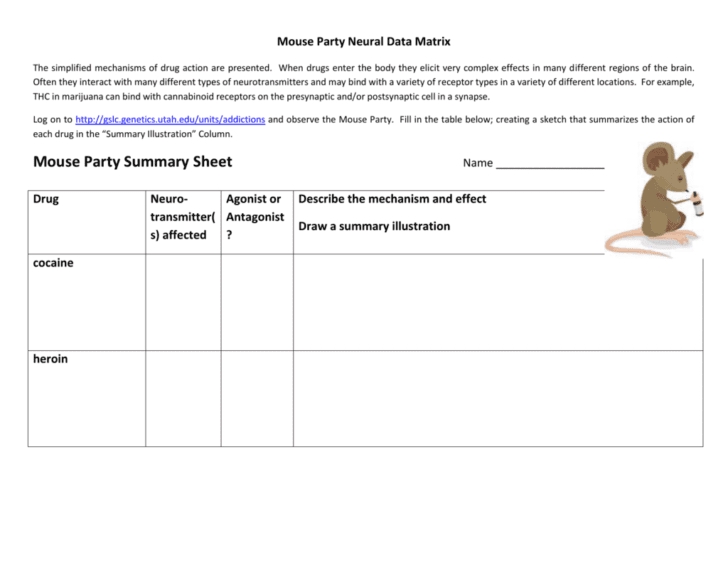 Mouse Party Worksheet Answers Guide