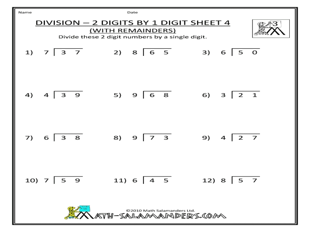 Multi Digit Division Worksheets for Math Mastery