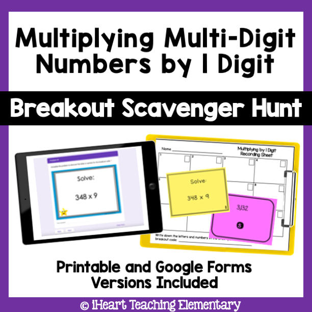 Multi Digit Multiplication By 1 Digit Print Amp Digital Breakout Scavenger Hunt